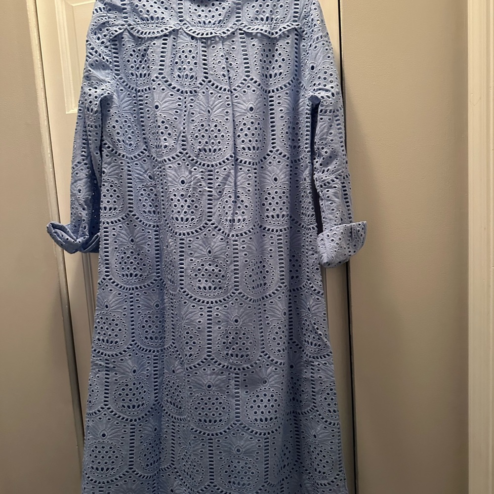 NWT LILLY PULITZER EIRA MIDI SHIRTDRESS SIZE 6 JACARANDA BLUE PINEAPPLE TILE EYE - Picture 10 of 15